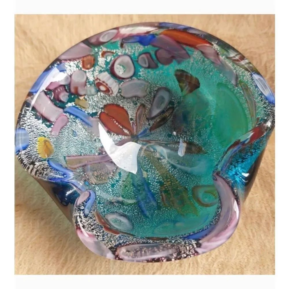 Dino Martens Vintage 1950s Murano Italy Small Glass Bowl Handcrafted.